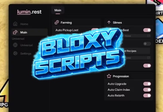 Slime RNG Script (Lumin.rest Hub) - Auto Pickup Loot, Auto Equip, Auto Feed, Auto Buy