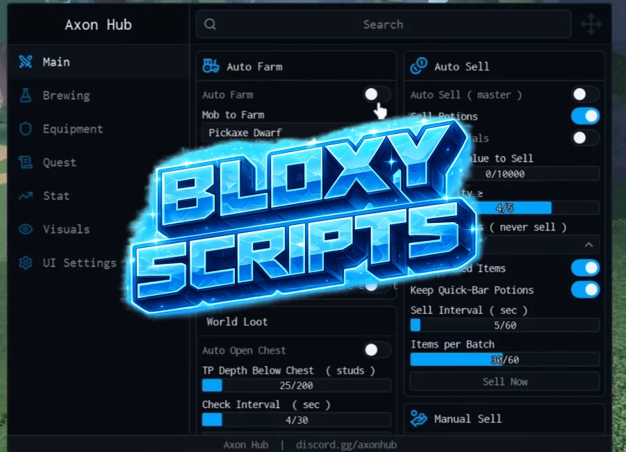 OP Script Wizard Alchemy (Axon Hub) - Auto Farm, Auto Quest, ESP, Auto Sell