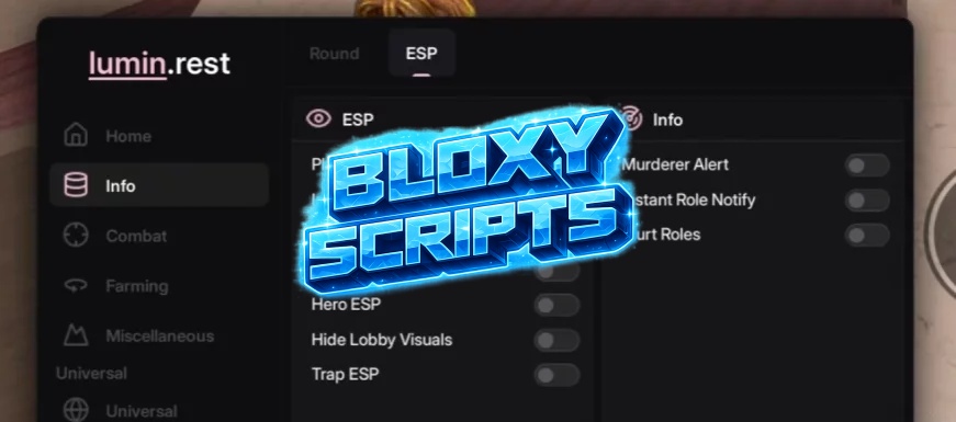 MM2 Script Best Lumin.rest Hub - Auto Farm, Kill Aura, ESP