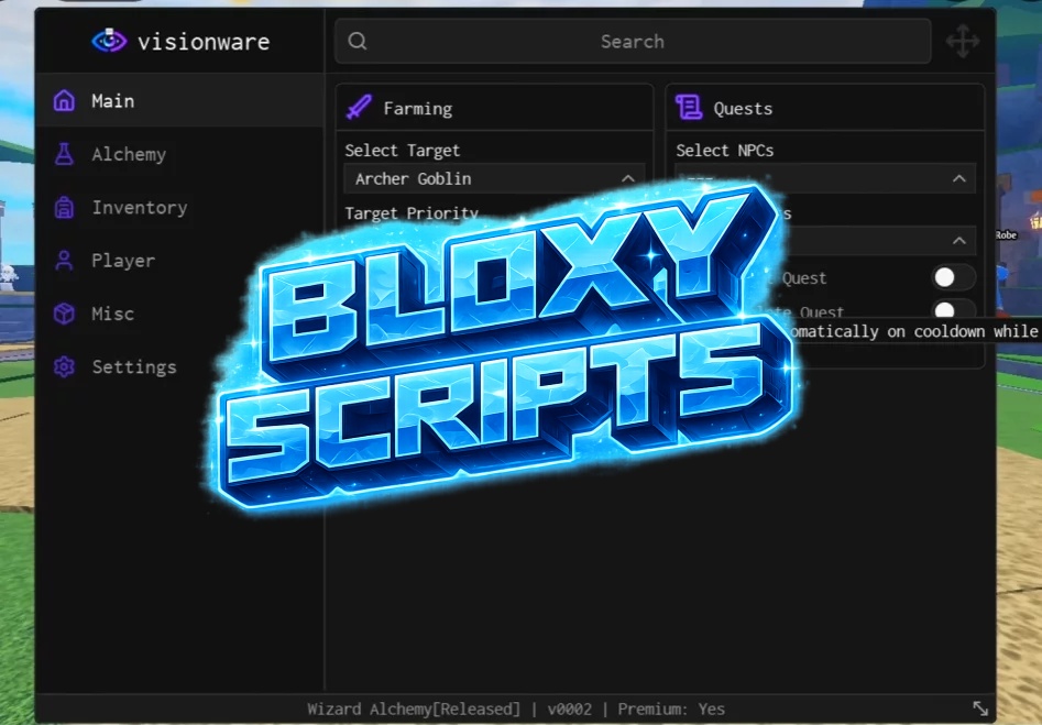 Wizard Alchemy VisionWare Script - Auto Farm, Instant Kill, Kill Aura, Fast Brewing